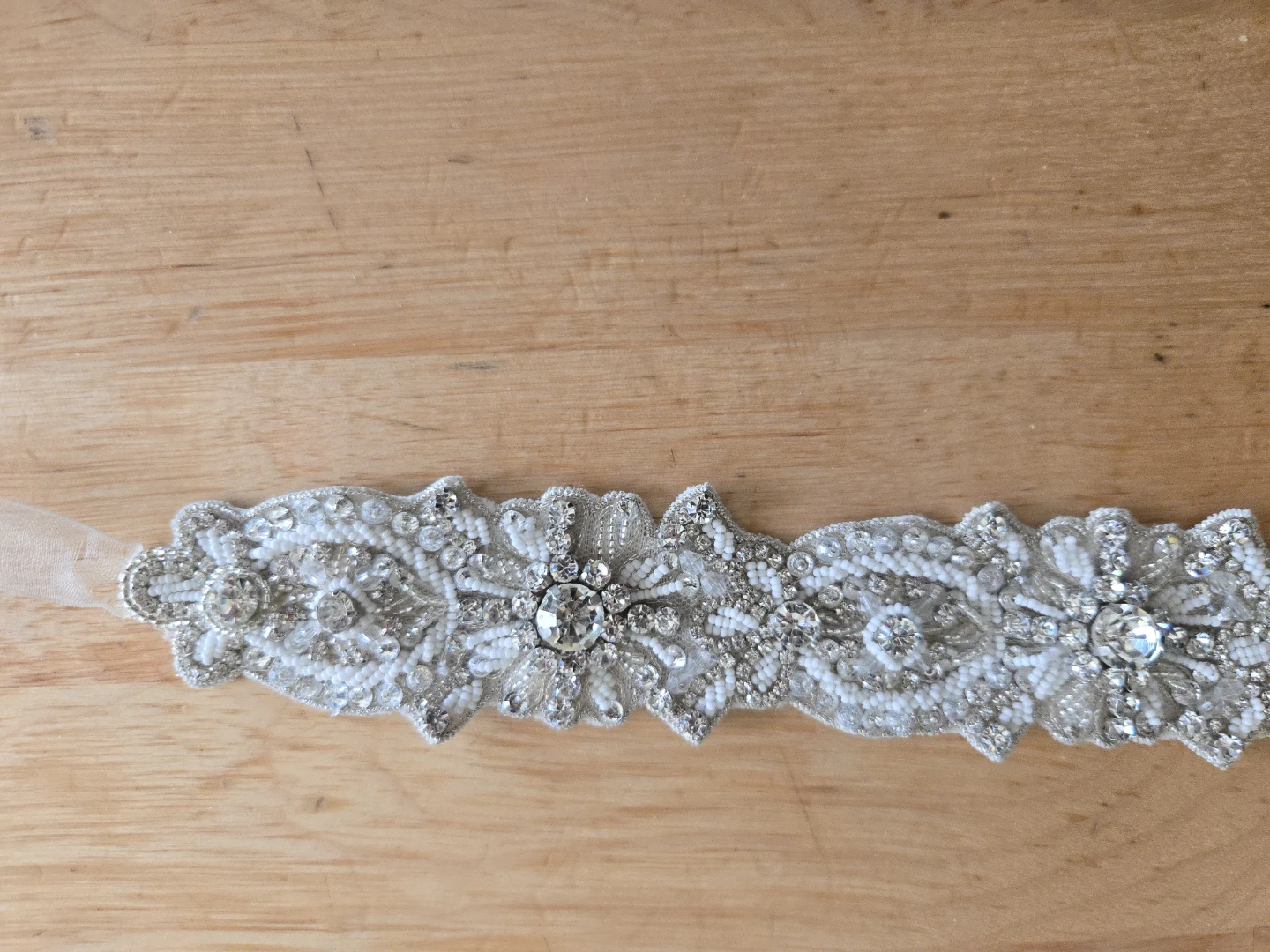 Beaded Bridal Sash with Ribbons - photo 3