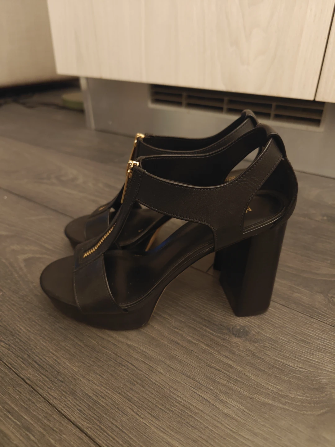 Michael Kors Black Leather Zipper Heels