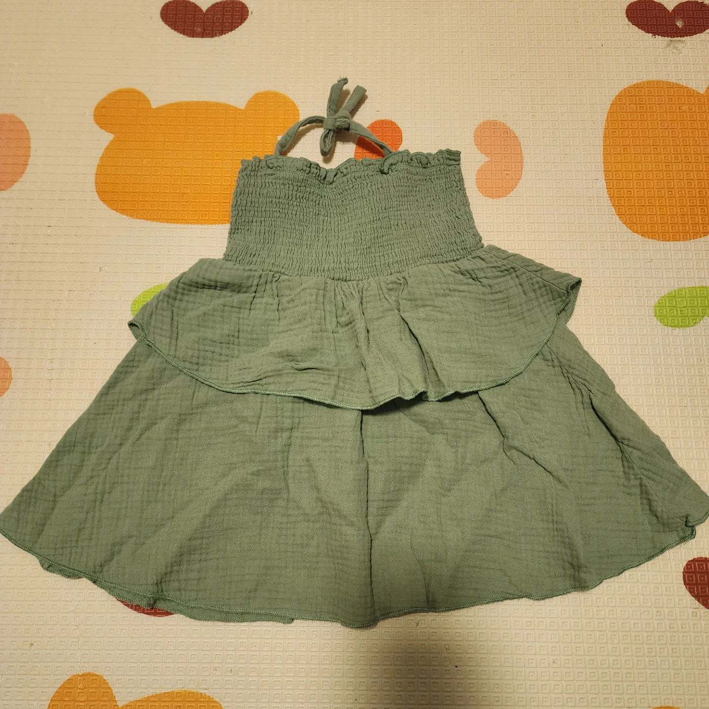 Girls Smocked sage green Sundress