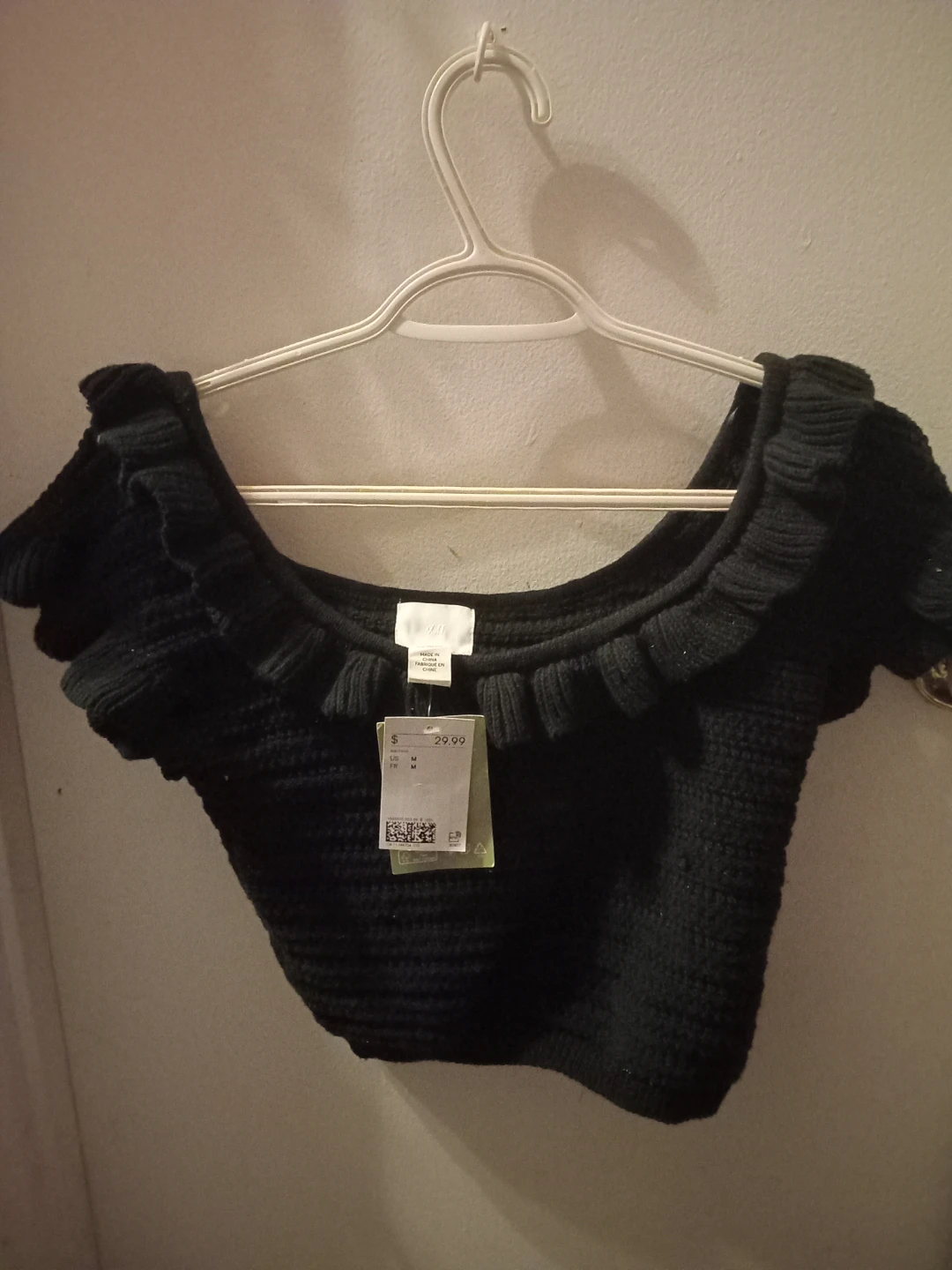 Brand New H&M Black Knit Crop Top - Medium