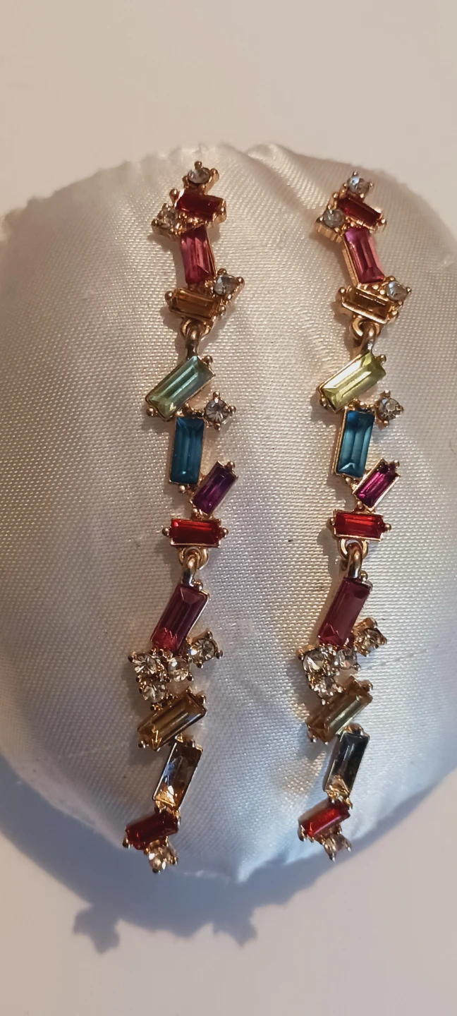 Chandelier Drop Earrings with Colorful Baguette Crystals - photo 2