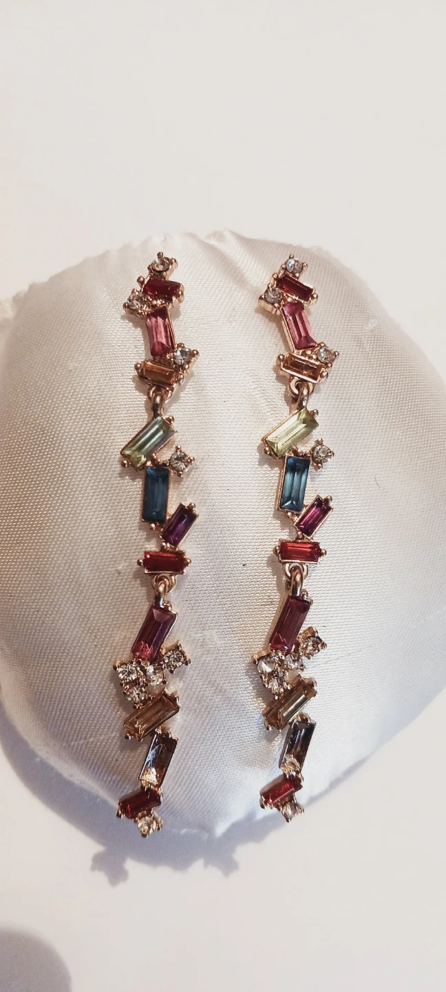 Chandelier Drop Earrings with Colorful Baguette Crystals - photo 3