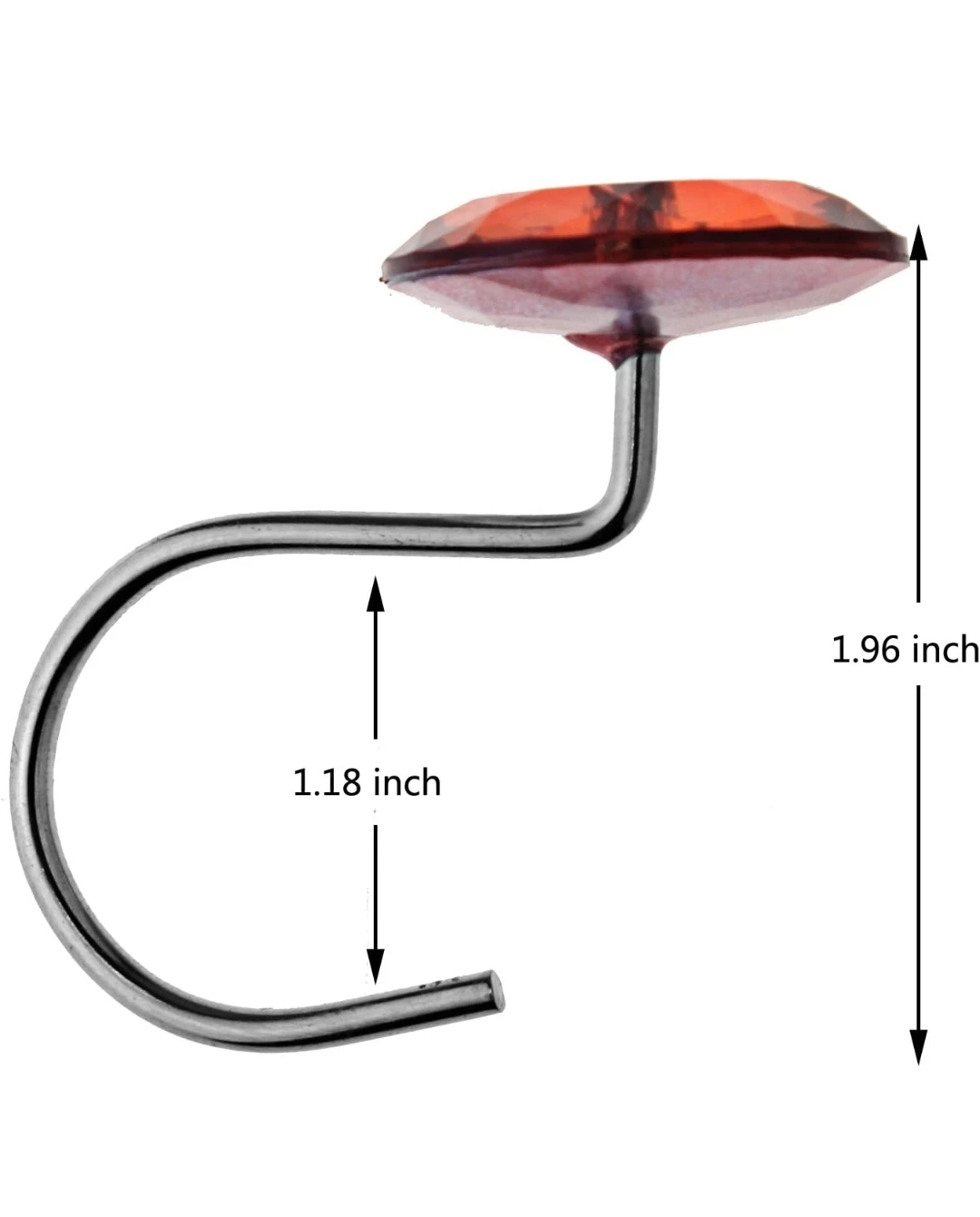 Luxury Red Crystal Shower Curtain Hooks Set of 12 Chrome - photo 5