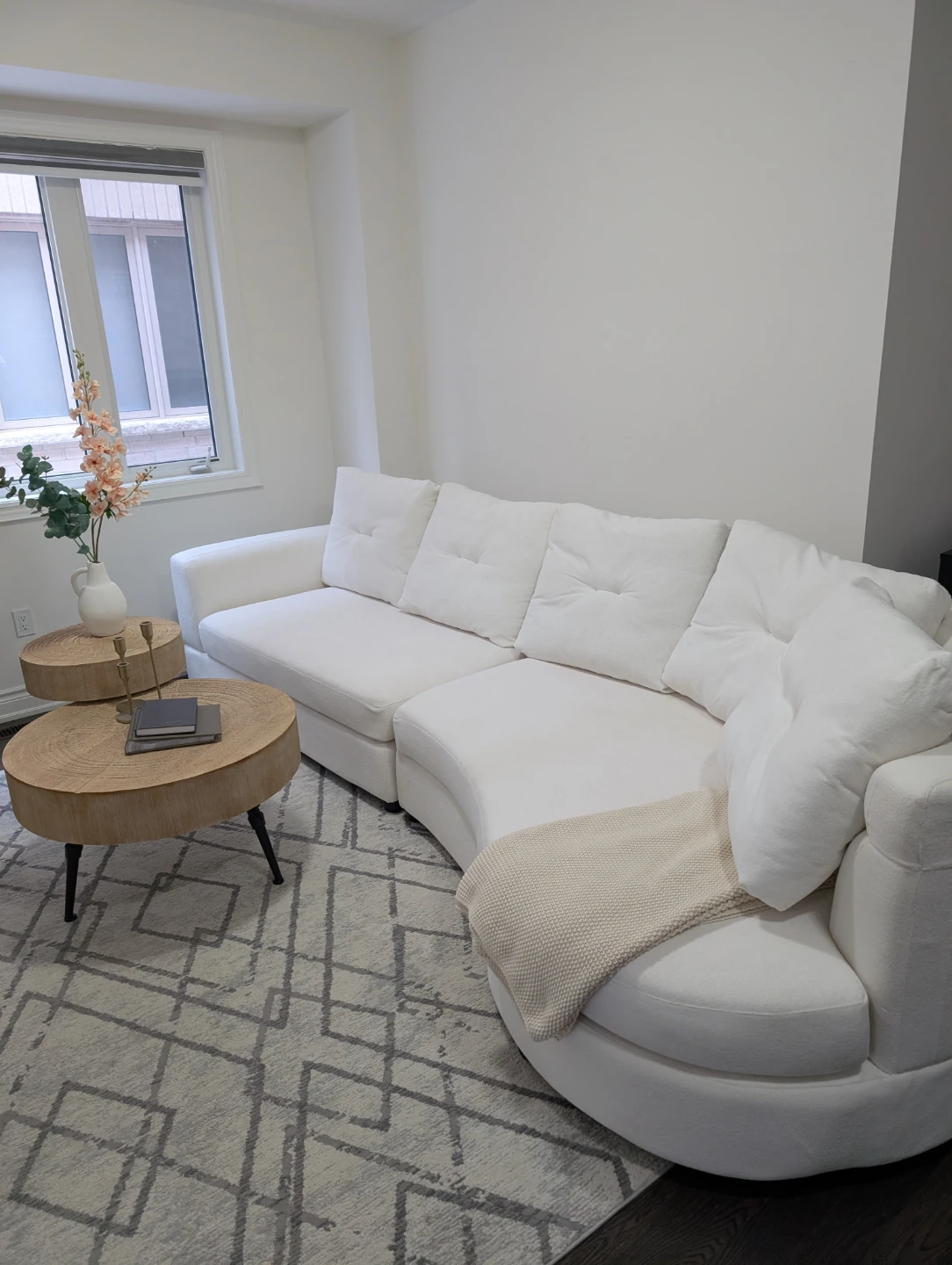 Curved White Sectional Sofa