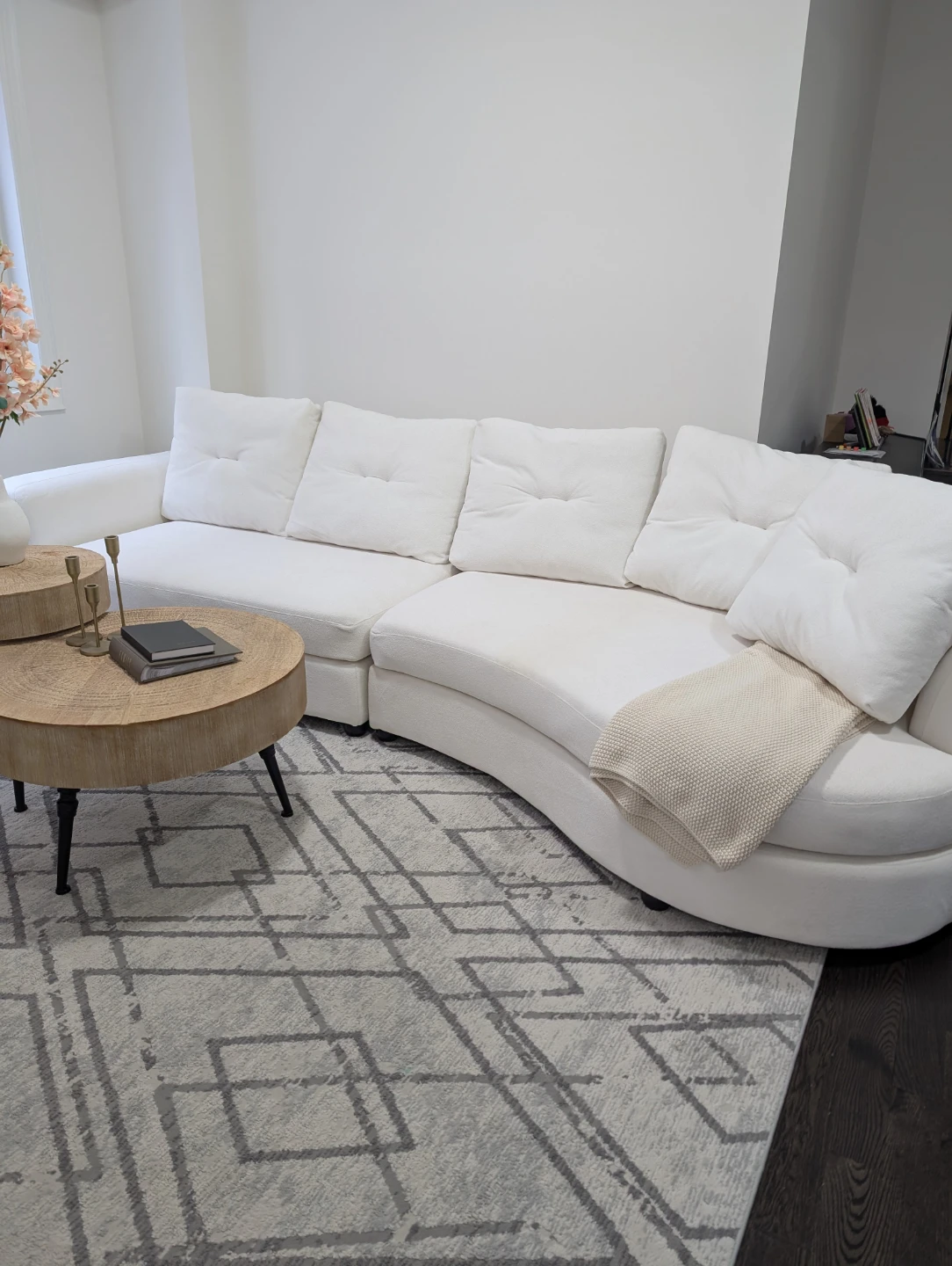 Curved White Sectional Sofa - photo 2