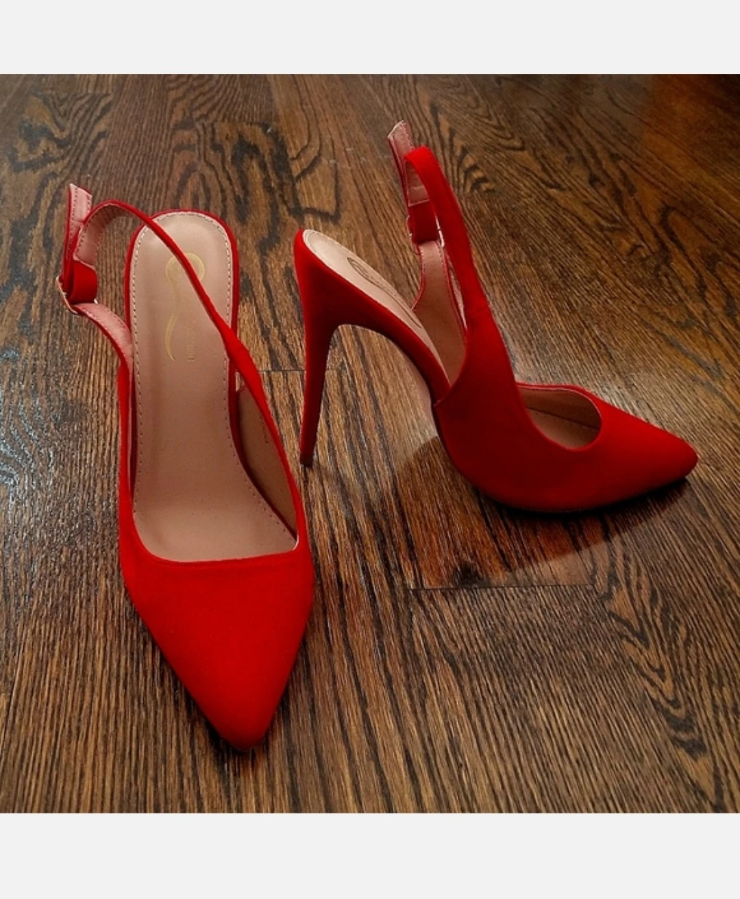 NEW Red Suede Slingback Heels Women 6