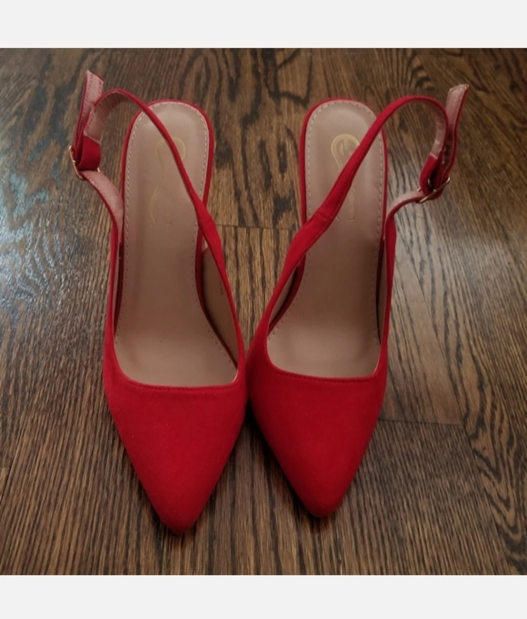 NEW Red Suede Slingback Heels Women 6 - photo 2