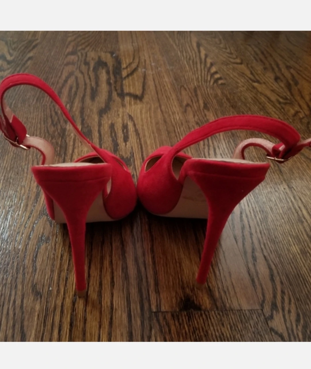 NEW Red Suede Slingback Heels Women 6 - photo 4