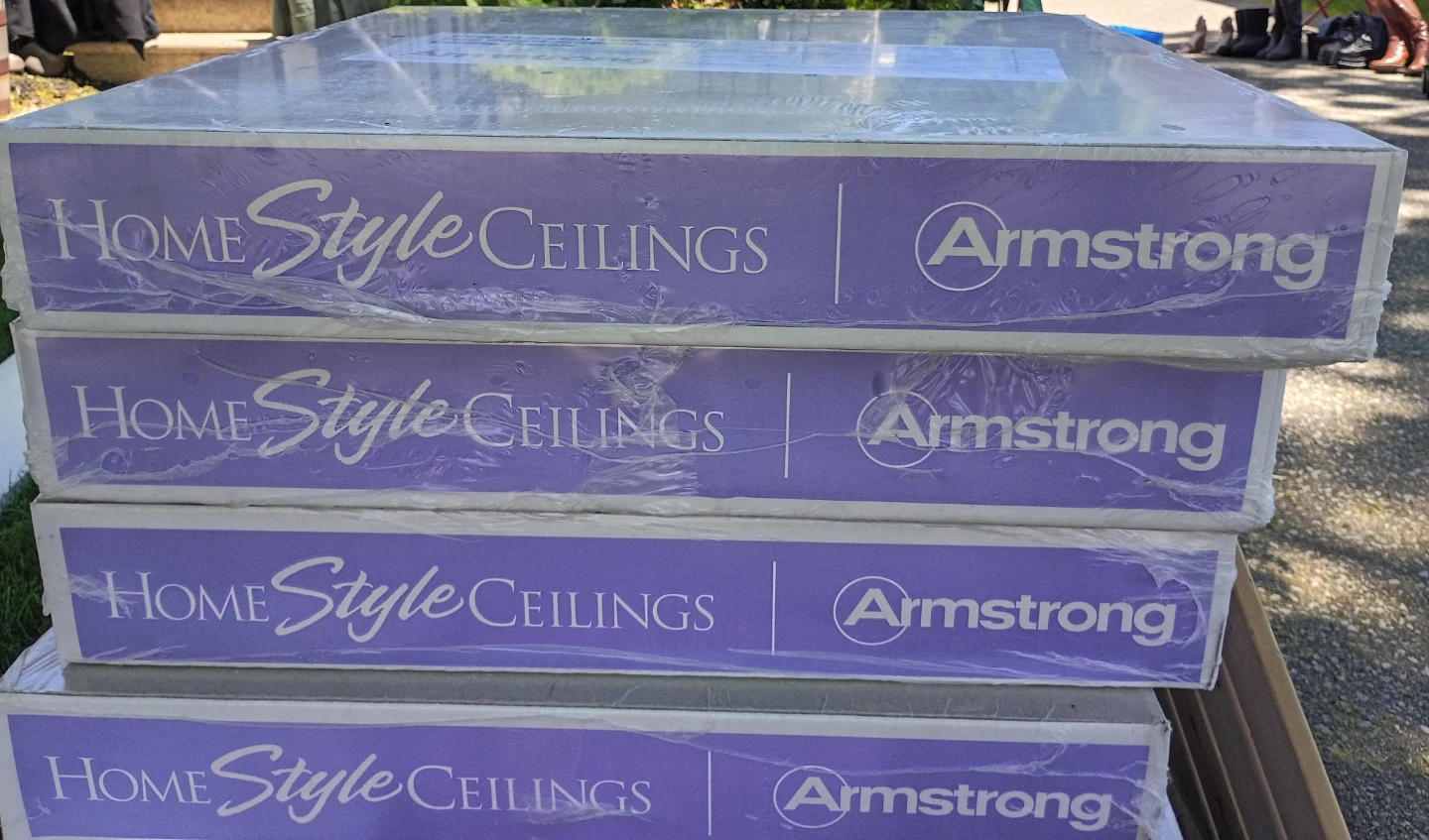 Seven ceiling tile boxes