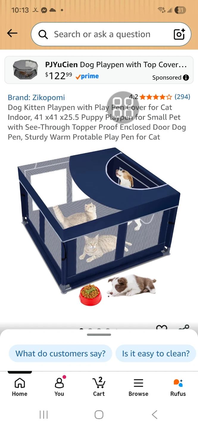 Puppy Playpen with Cover 42x42 Inches - photo 2