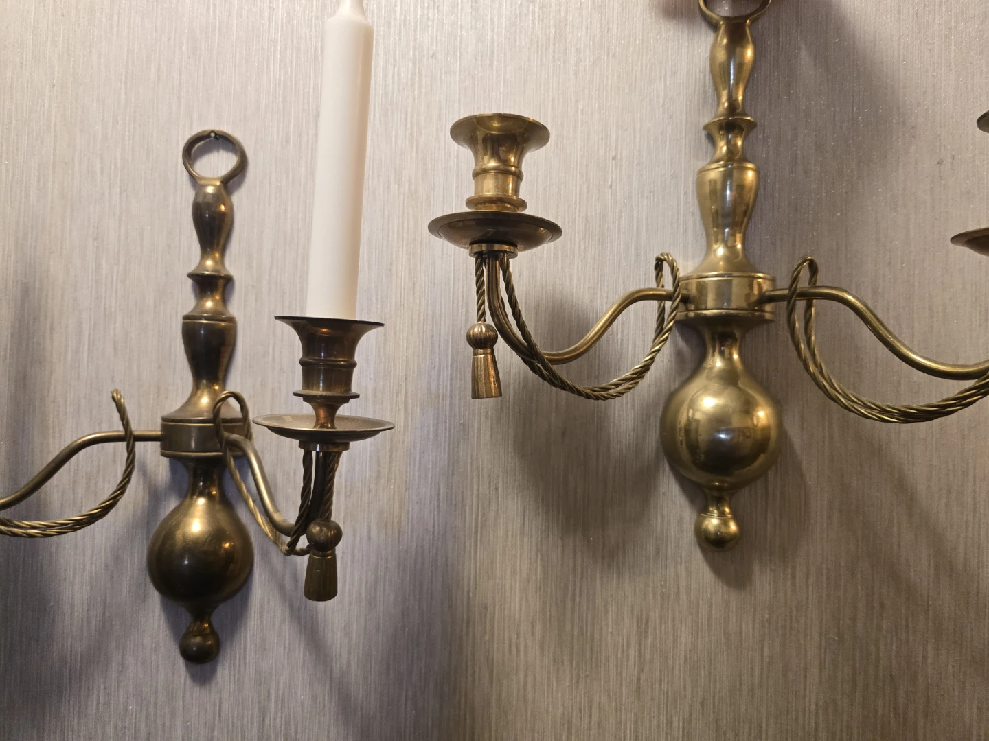 Brass Taper Candle Wall Sconces (Pair)