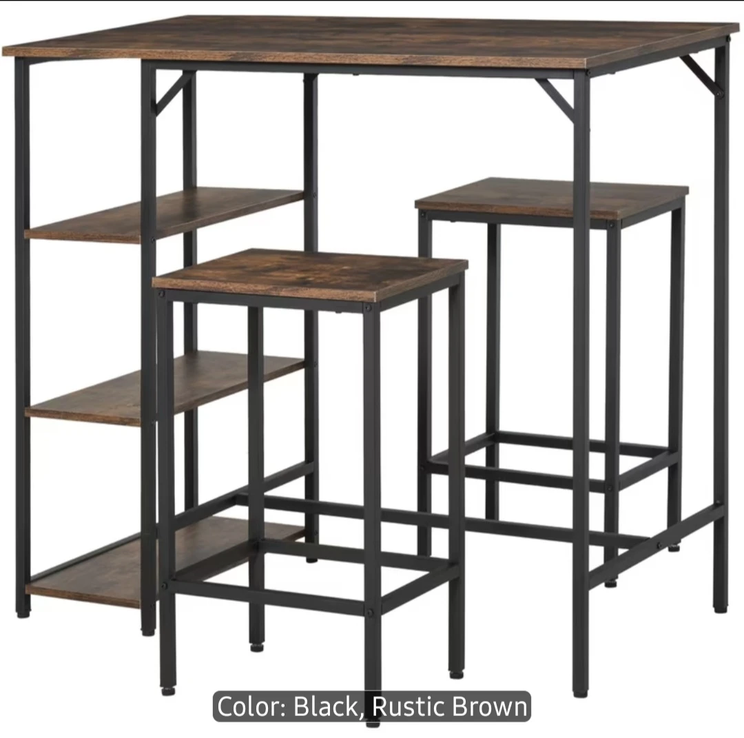 Rustic Brown & Black Bar Table Set - photo 4