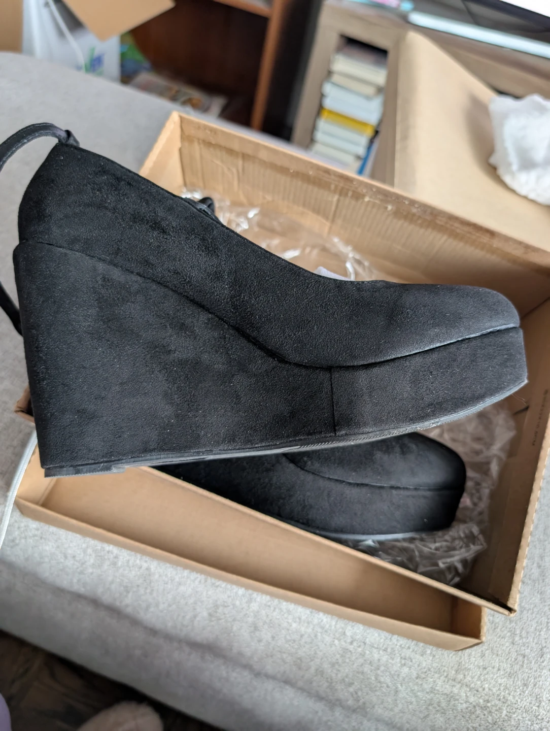 Black Wedge Heels with Ankle Strap - photo 2