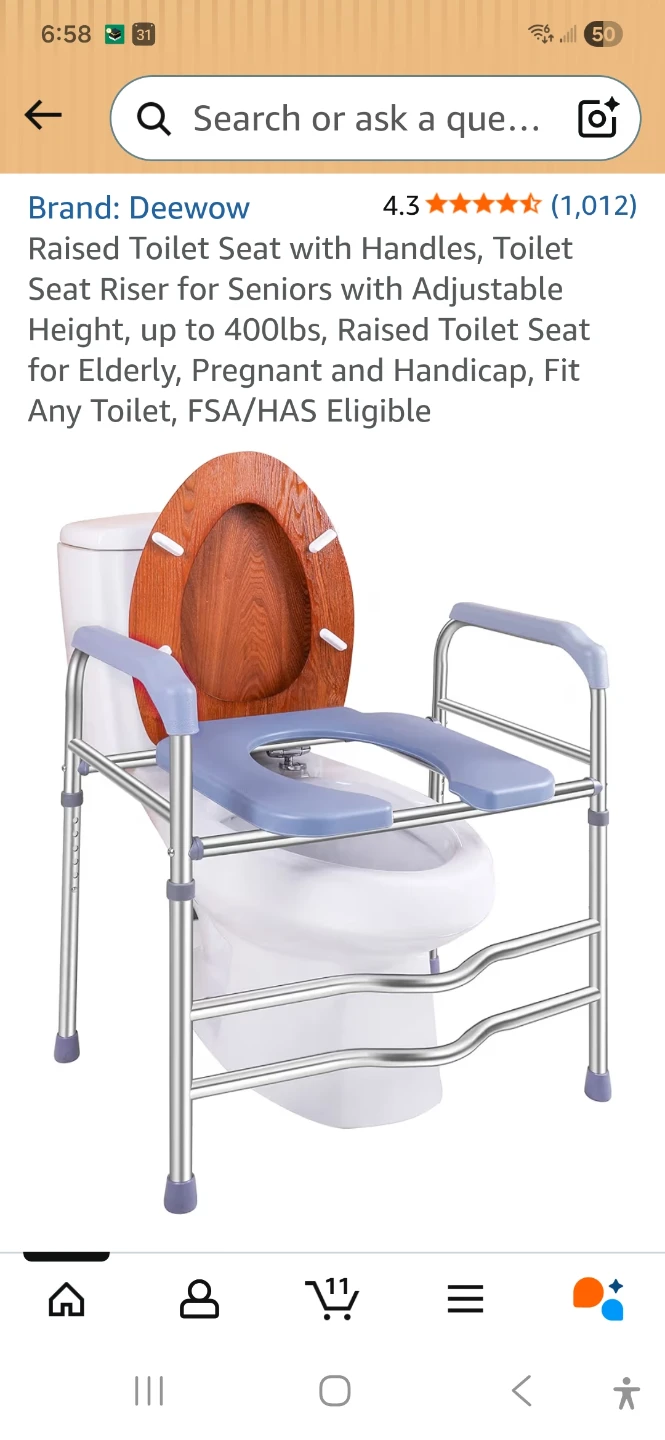 Deewow Raised Toilet Seat with Handles
