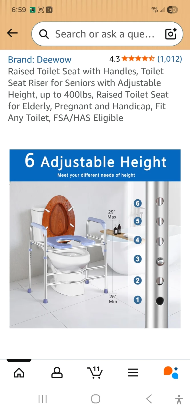 Deewow Raised Toilet Seat with Handles - photo 2