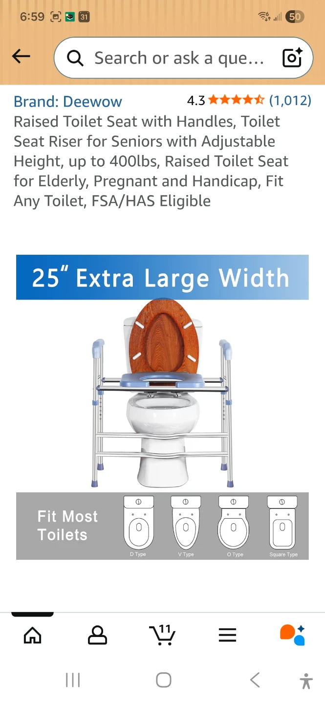 Deewow Raised Toilet Seat with Handles - photo 3