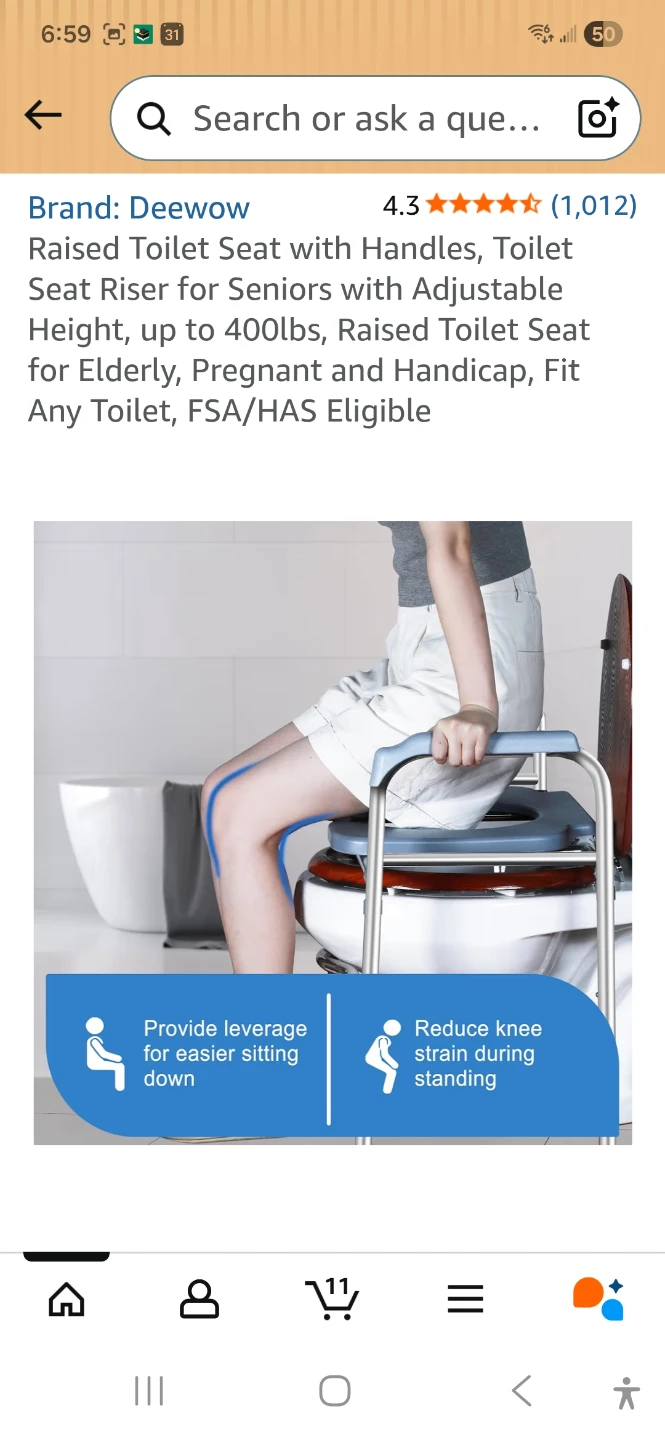 Deewow Raised Toilet Seat with Handles - photo 5