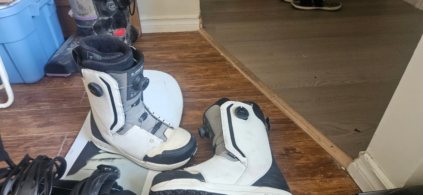 Snowboard Boots, Helmet, and Bindings Set