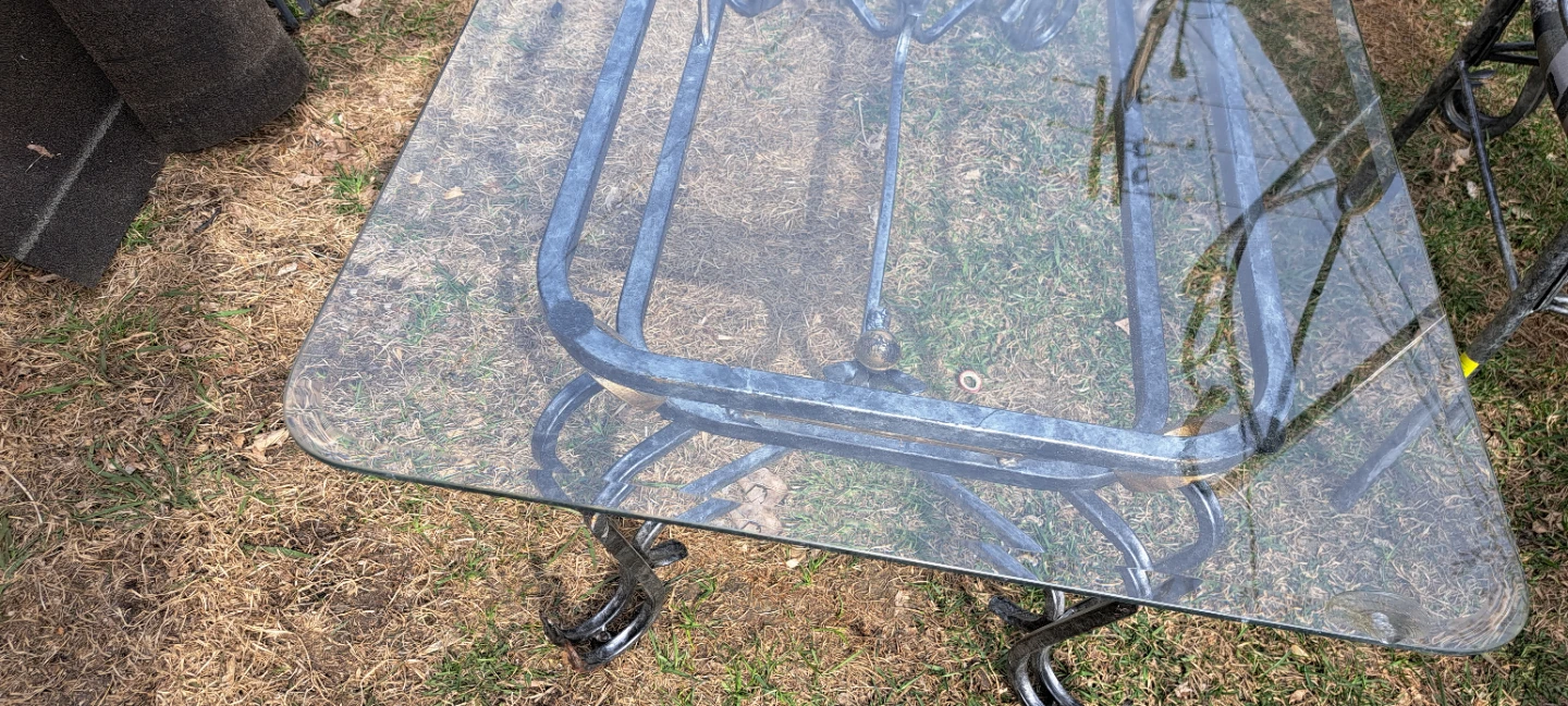 Glass Top Table with Metal Base