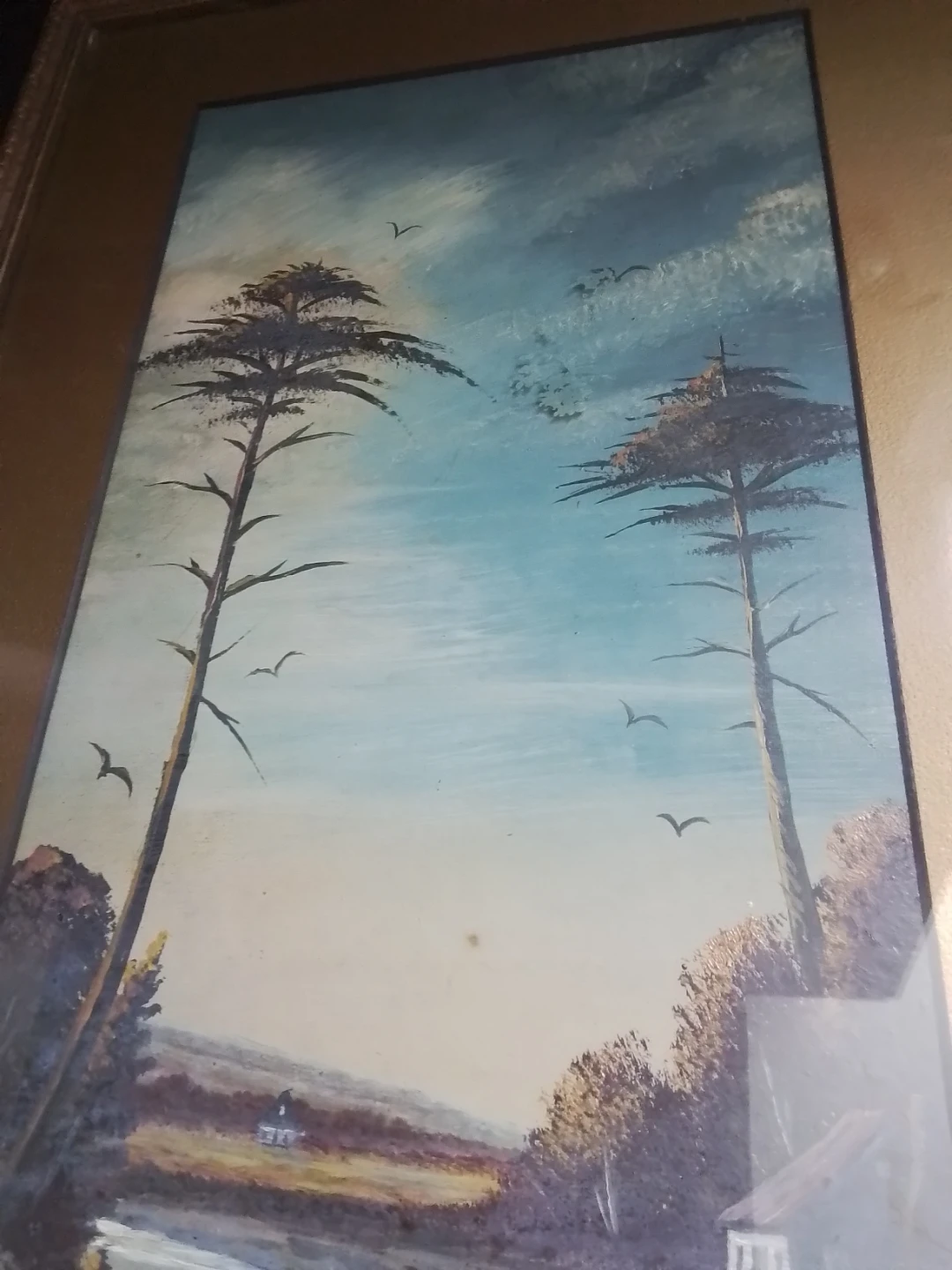 Vintage Mid-Century Modern Atmospheric Landscape – Signed "T.M." - photo 5