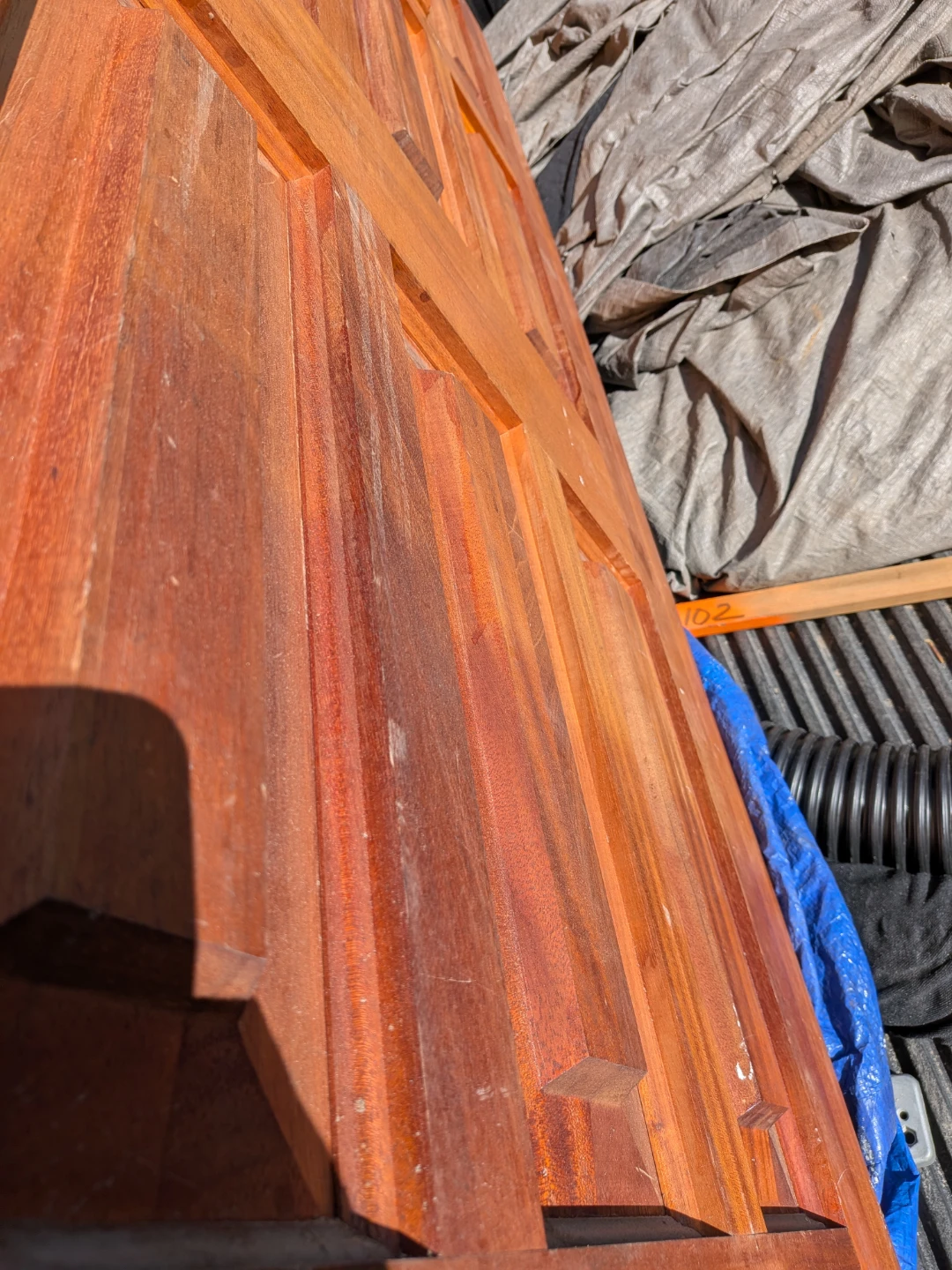 Solid Mahogany Hardwood Door with Brass Handle - photo 3