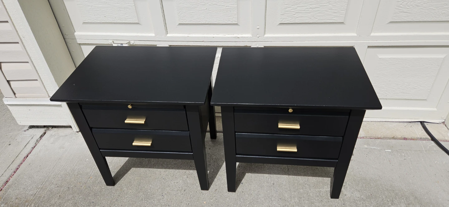 Pair of Black Nightstands with Gold Handles - photo 5