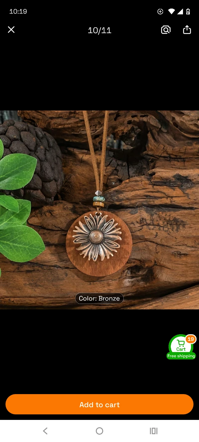 Bronze Sunflower Pendant Necklace and Earrings Set - photo 4