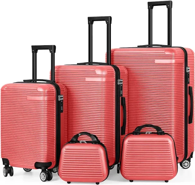 NEW In Box Red 5Pc Hardside Luggage Set