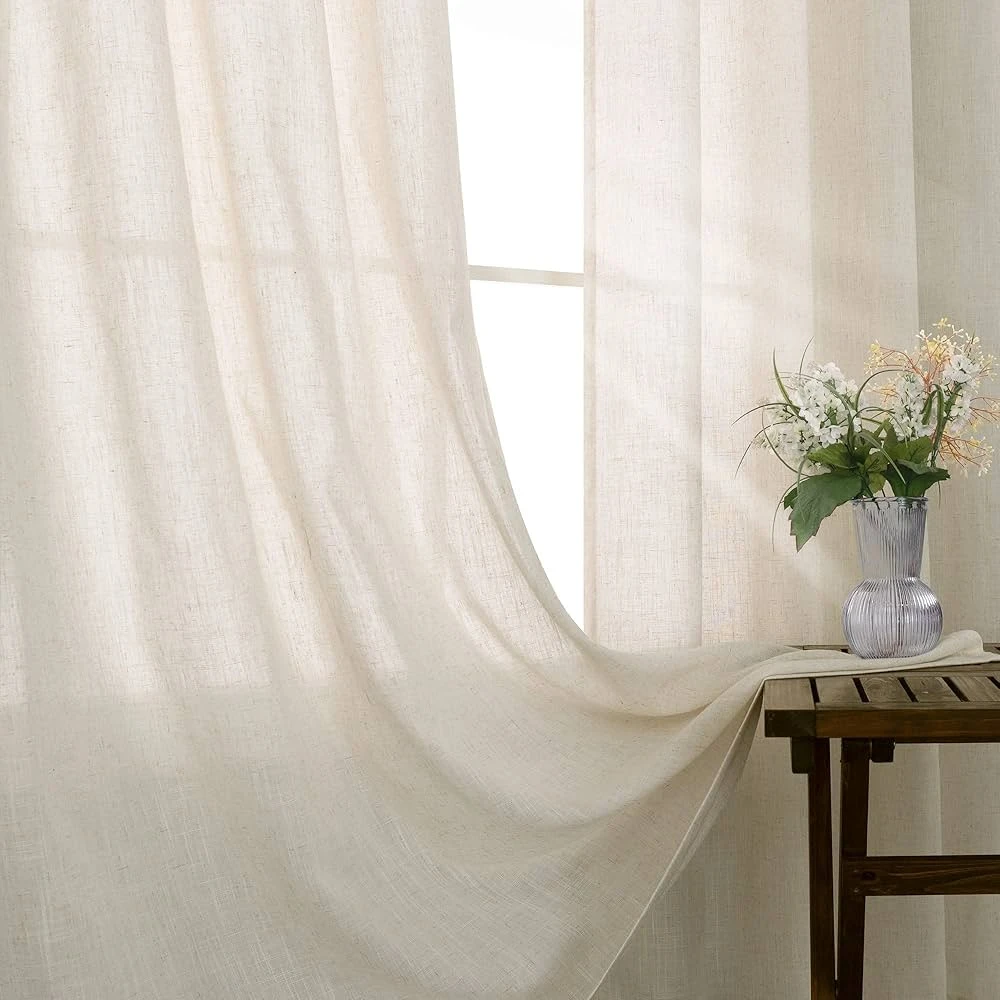 52x108"(x2) | Bronze Grommet Linen Sheer Curtains | Koufall - photo 2