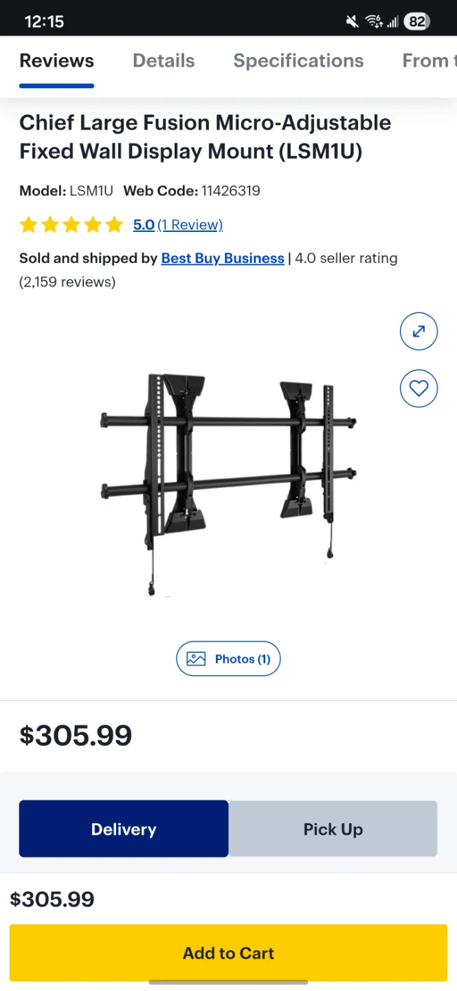 Chief LSM1U A/V Wall Mount - photo 3
