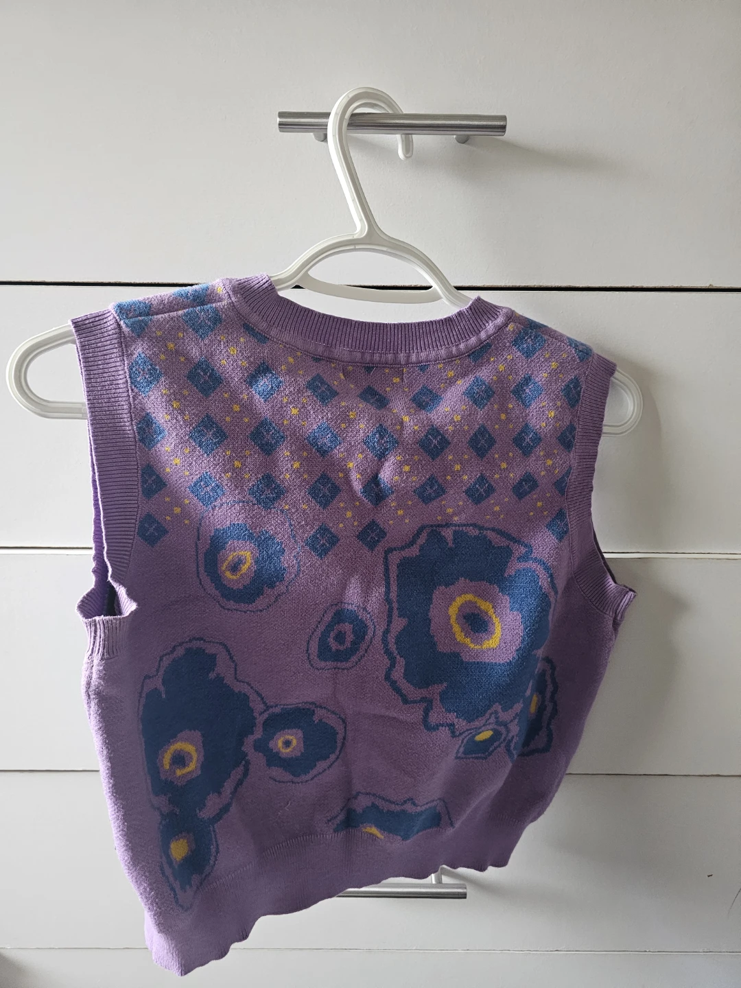 SHEIN Purple Floral V-Neck Sweater Vest Size Medium - photo 2