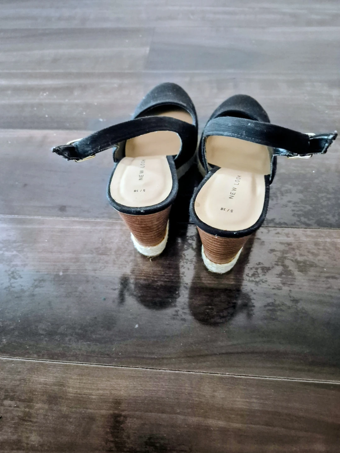 New Look Black Wedge Espadrille Heels Size 8 - photo 4