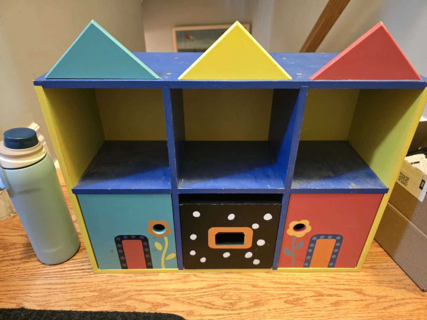 Colorful Wooden Toy Organizer Shelf