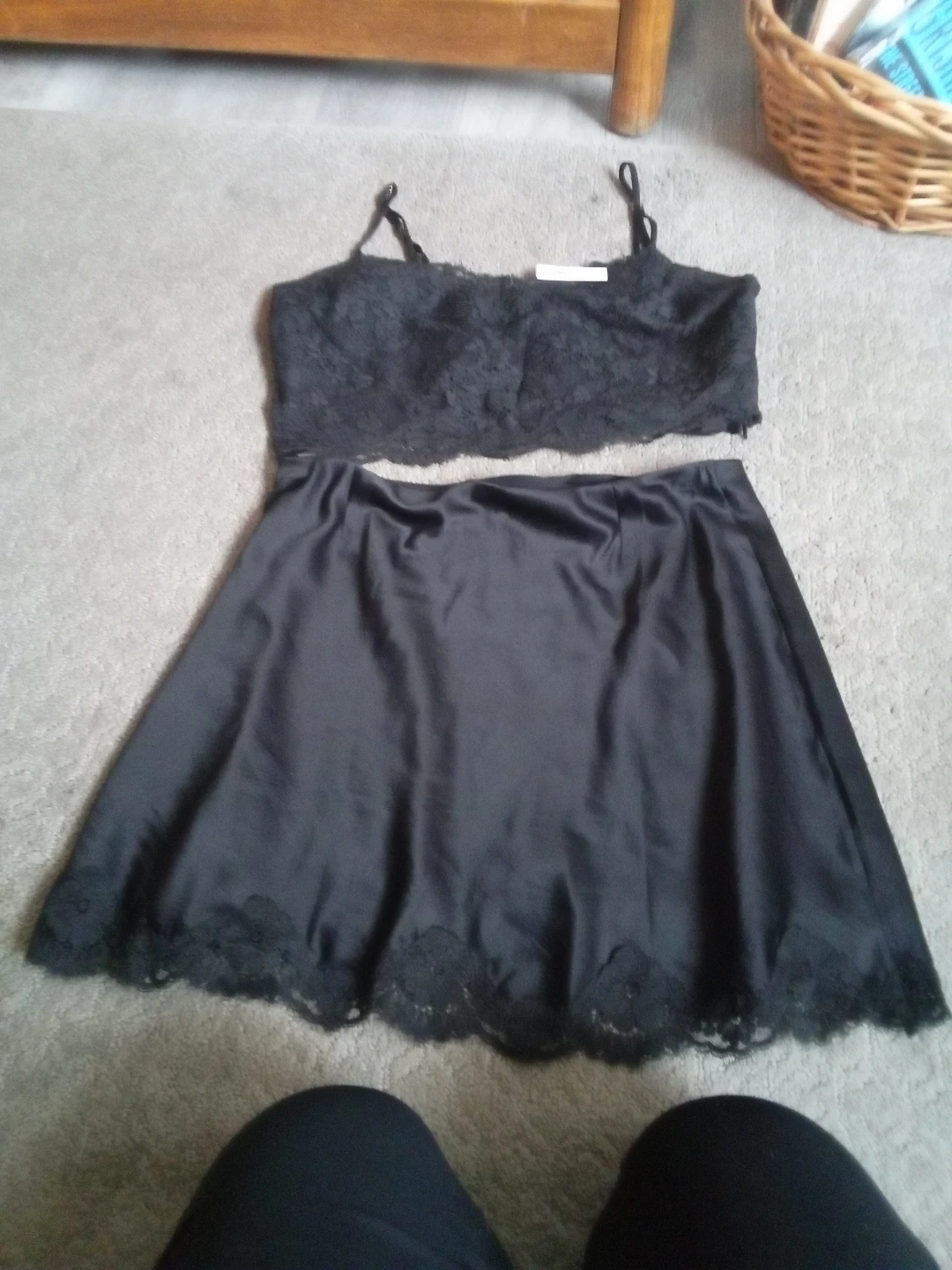 Victoria's Secret Black Lace Cami & Skirt Set - M/M