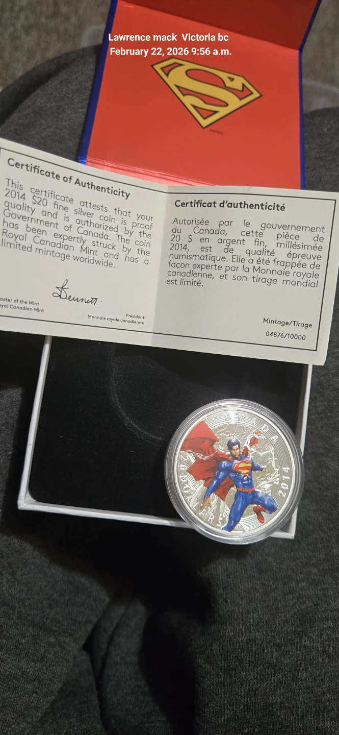 2014 Superman $20 Fine Silver Coin