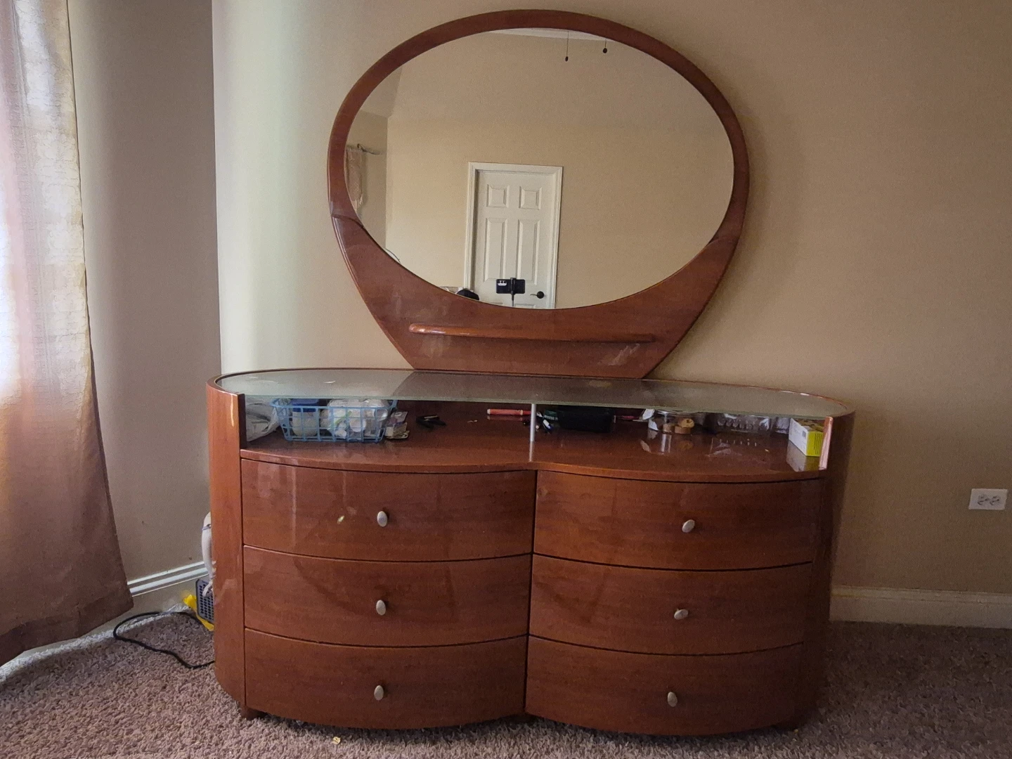 Cherry Wood Dresser with Mirror
