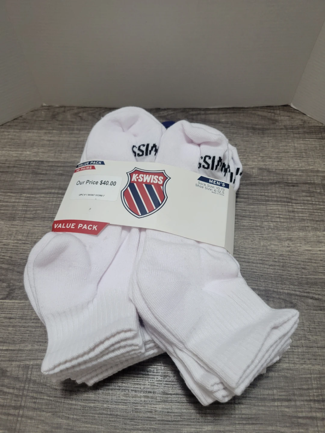 K-SWISS Men's White Socks - 10 Pairs
