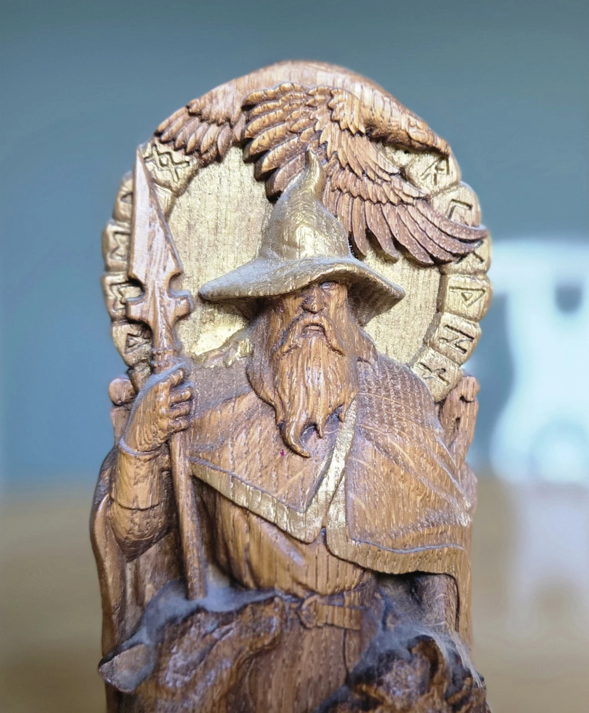 Norse/Viking Odin/Freya Wood Carvings - photo 2
