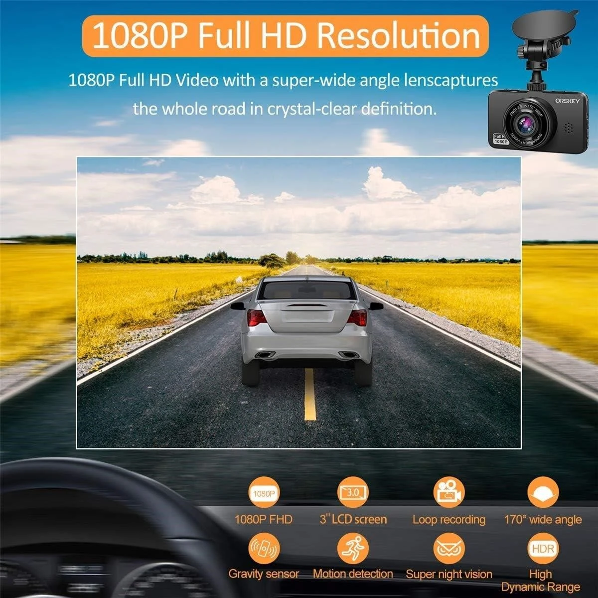 ORSKEY Dash Cam with 32GB MicroSD Card - photo 2