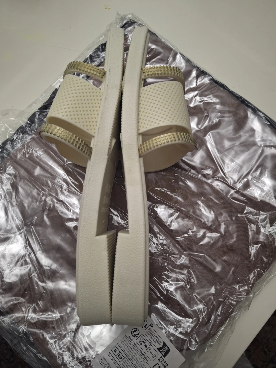 Women's White Fashion Slides with Rhinestones Size 40-41 - photo 4