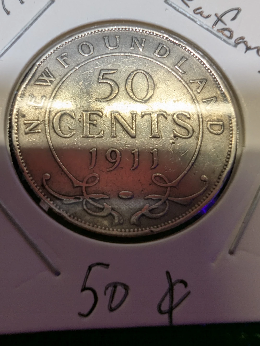 Rare 1911 Newfoundland 50 Cents Coin - photo 3