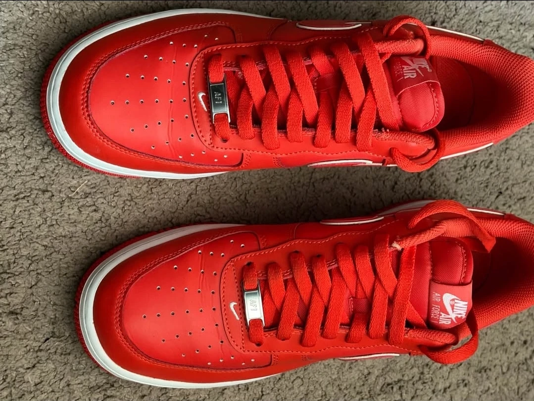 Nike Air Force 1 Low Red Leather Sneakers - photo 3