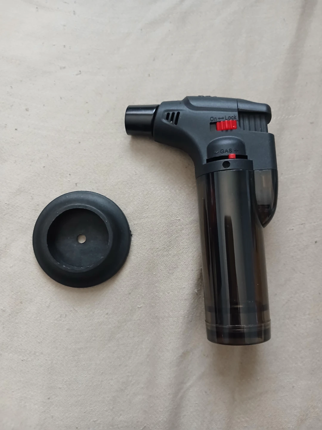 Black Refillable Butane Torch Lighter With Stand