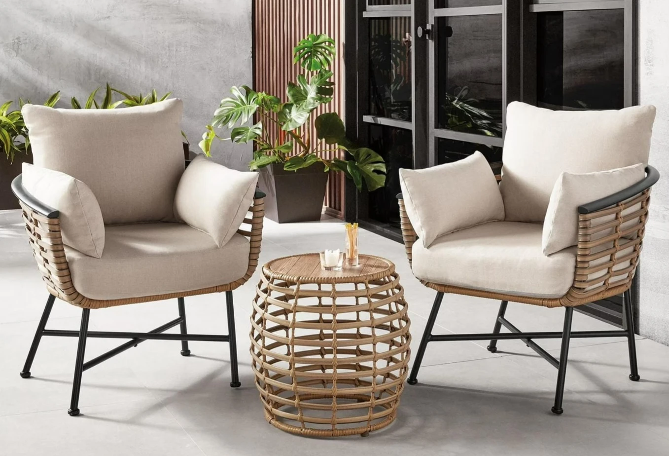 HOMETRENDS Sedona 3-Piece Patio Chat Set - Taupe