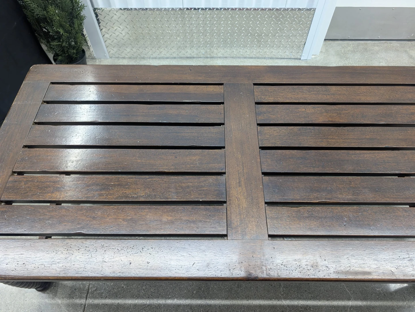 Dark Wood Slat Top Coffee Table - photo 4