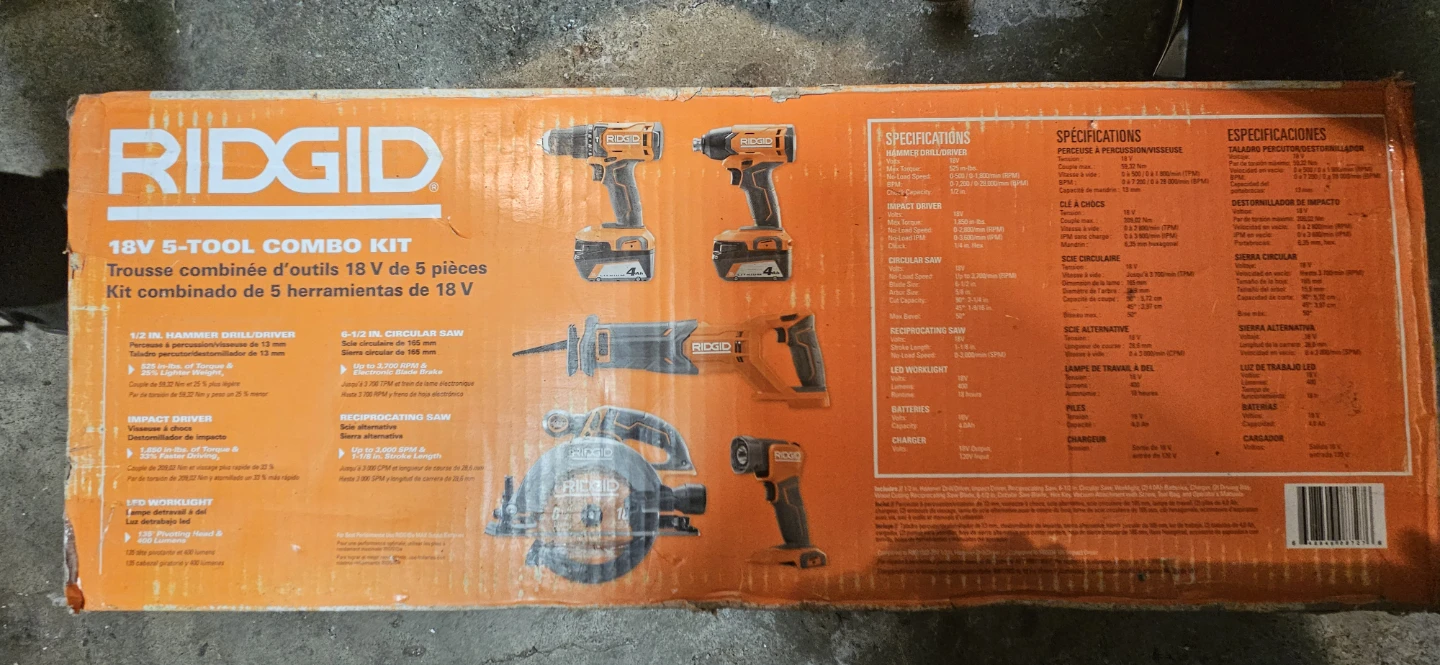 RIDGID 18V 5-Tool Combo Kit - photo 2