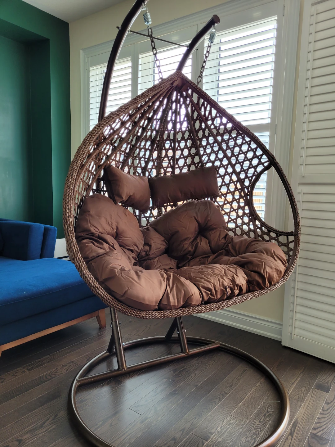 Brown extra large  Hanging Egg Chair with Cushions - photo 4