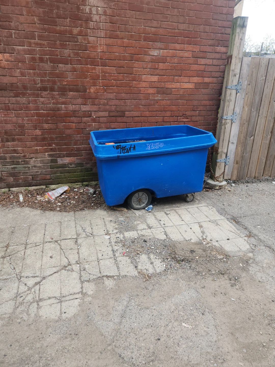 Blue Rolling Bin with Wheels