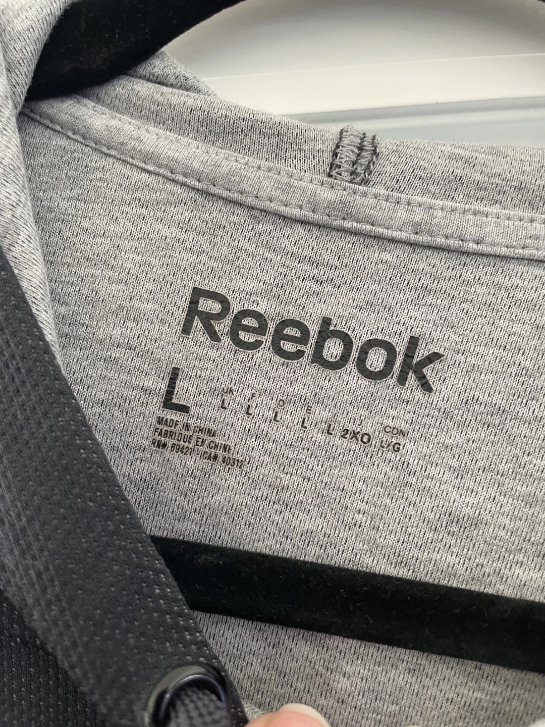 Reebok Zip-Up Hoodie - Grey/Black - Size L - photo 2