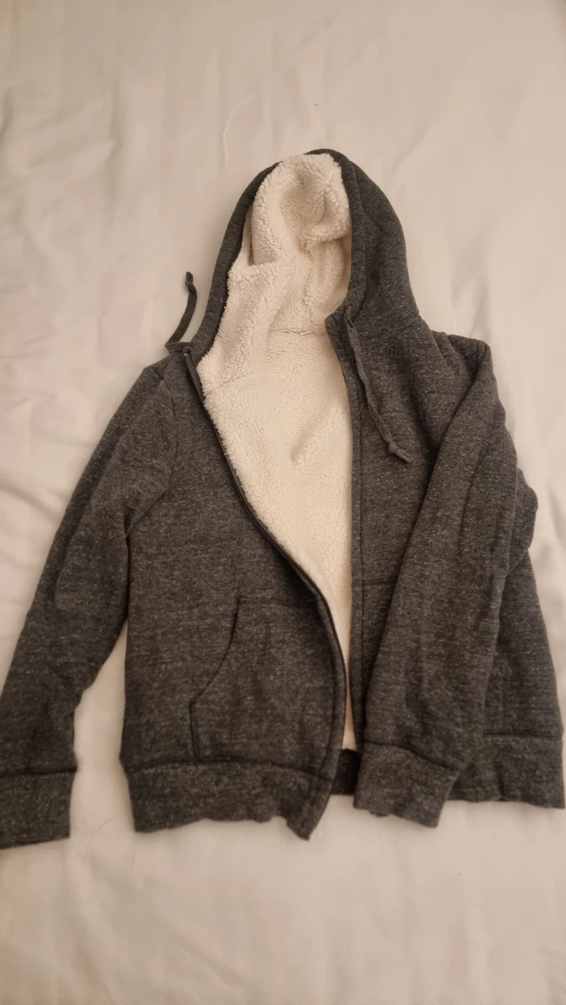 Uniqlo Grey Sherpa Lined Zip-Up Hoodie